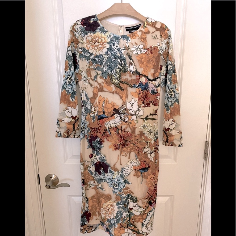 Anthropologie Forest Appliqué Sheath Dress